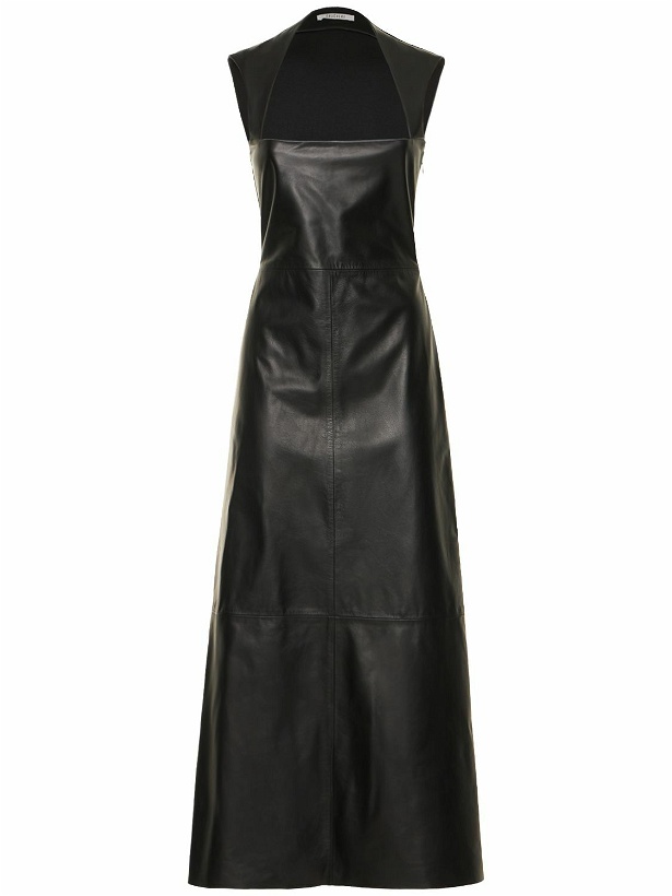 Photo: GAUCHERE - Leather & Fabric Square Neck Midi Dress