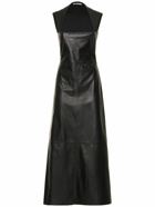 GAUCHERE - Leather & Fabric Square Neck Midi Dress