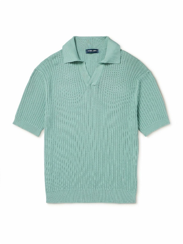 Photo: Frescobol Carioca - Rino Ribbed Cotton-Blend Polo Shirt - Green