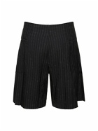 CHARLES JEFFREY LOVERBOY Pleated Pinstripe Wool Blend Shorts