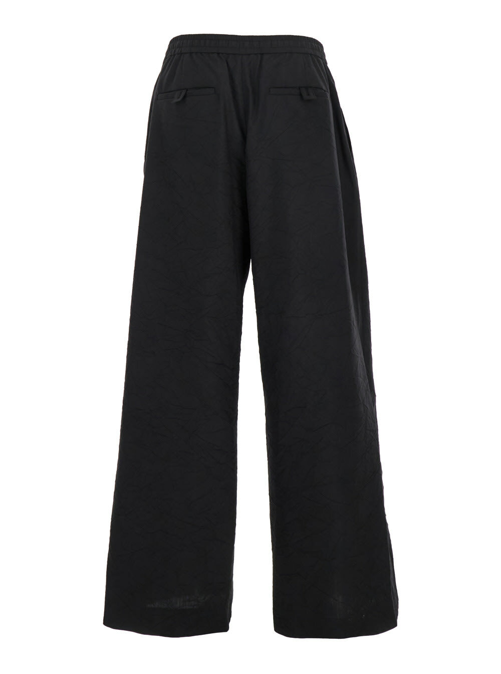 Juun.J Black Pants With Elastic Drawstring In Wool Blend Man