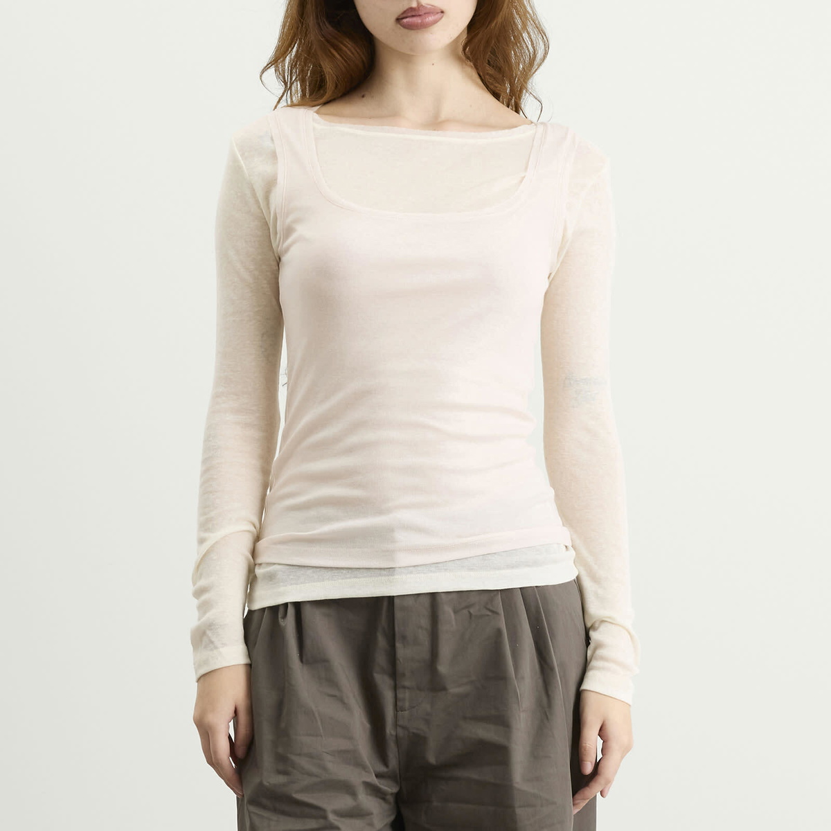 Fruity Booty Women's Double Layer Long Sleeve Top in Cream