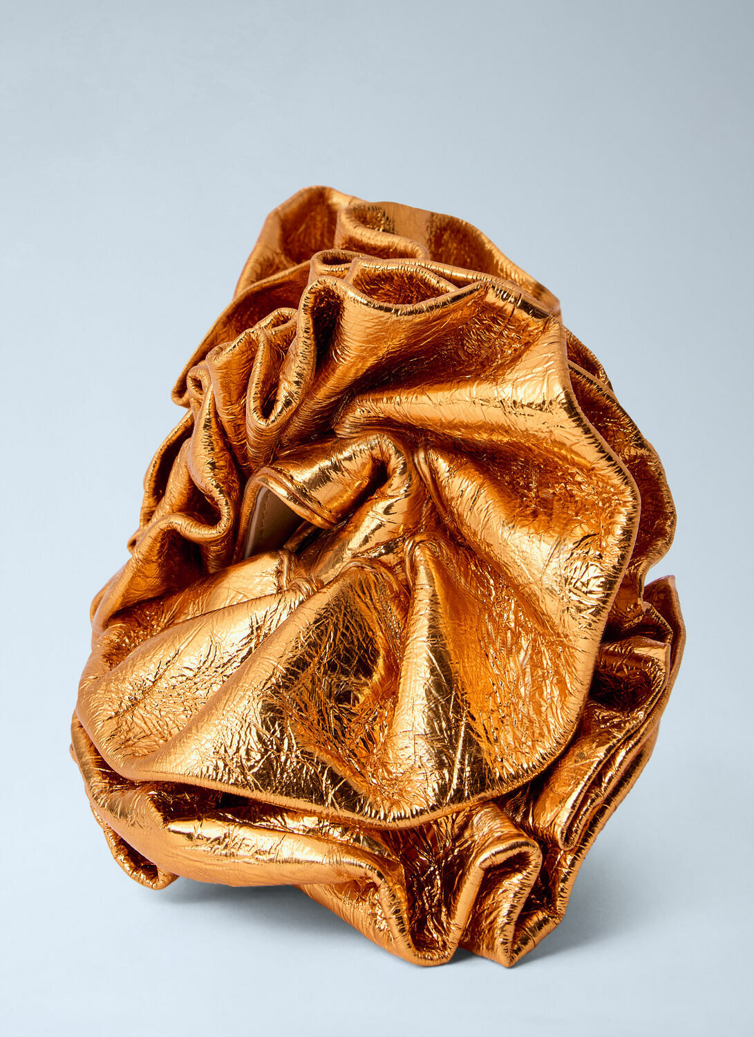 Dries Van Noten Ruffled Crinkled Leather Clutch Bag