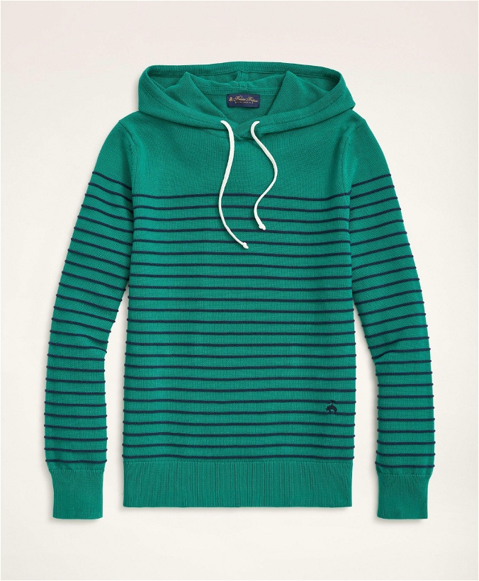 Photo: Brooks Brothers Men's Cotton Drawstring Hoodie Sweater | Green/Navy