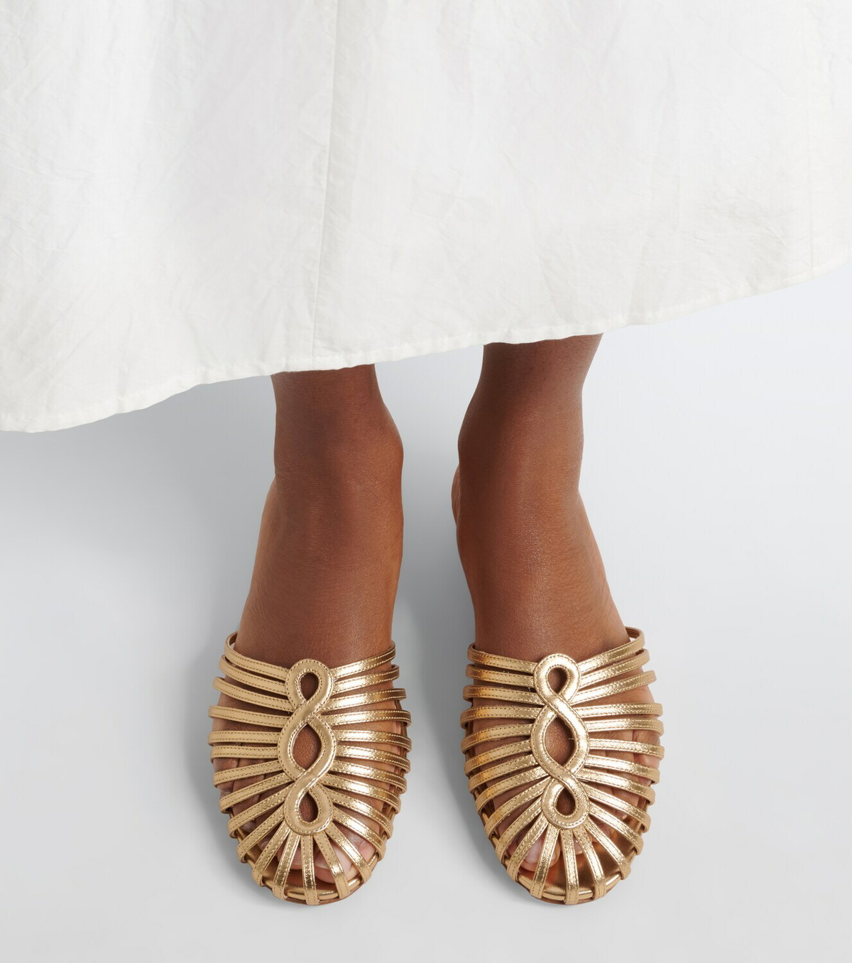 Aquazzura Sweet Surrender metallic leather mules