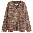 Merely Made Men's Multistripe Rainbow Mohair Cardigan in Rainbow Green