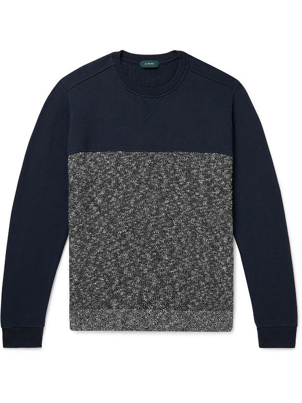 Photo: Incotex - Panelled Cotton Sweater - Blue