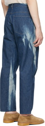 AURALEE Blue Bleached Light Hard Twist Jeans