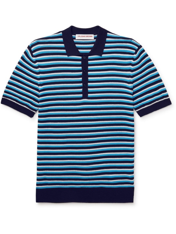 Photo: Orlebar Brown - Elzack Willem Slim-Fit Striped Cotton Polo Shirt - Blue