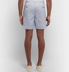 Club Monaco - Baxter Slim-Fit Striped Stretch-Cotton Seersucker Shorts - Light blue