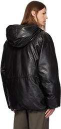 Nanushka Black Osana Faux-Leather Down Jacket