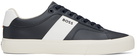 BOSS Navy & Off-White Cupsole Contrast Band Sneakers