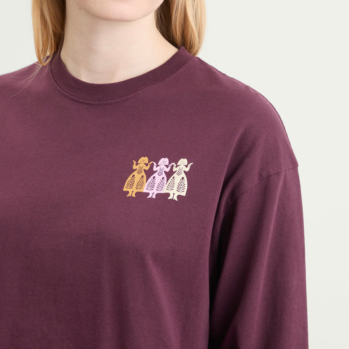 Damson Madder Women's Paper Cut Gals Long Sleeve T-Shirt in Fig