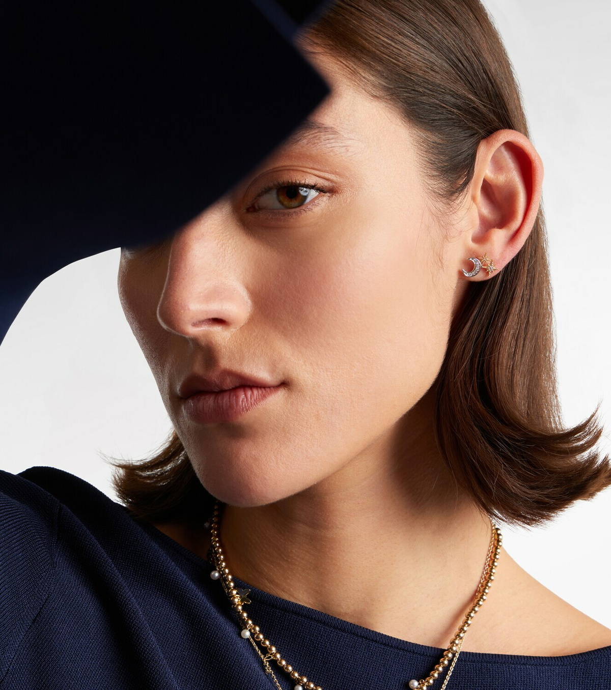 Sydney Evan Moon 14kt gold earrings with diamonds