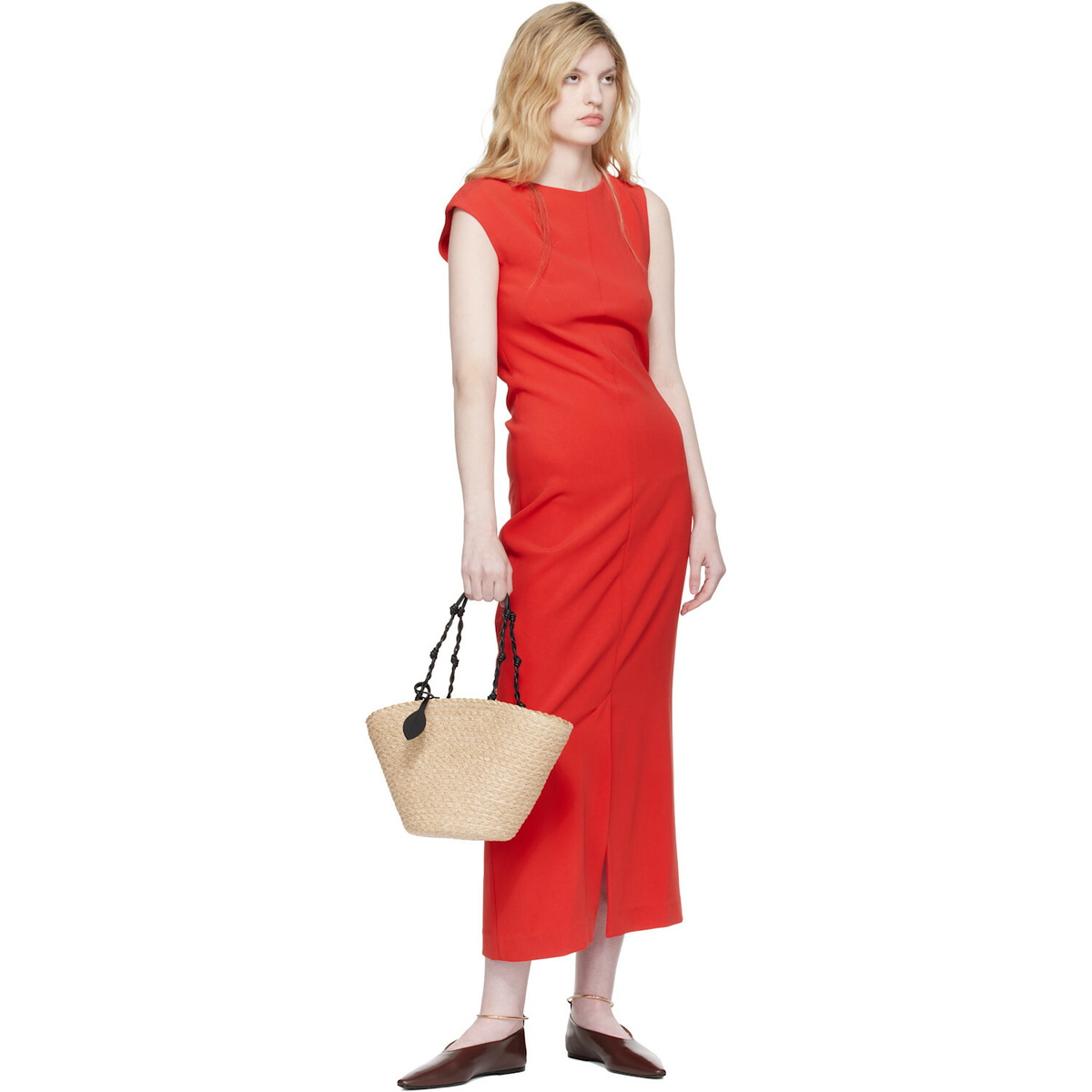 Jil Sander Burgundy Ring Ballerina Flats
