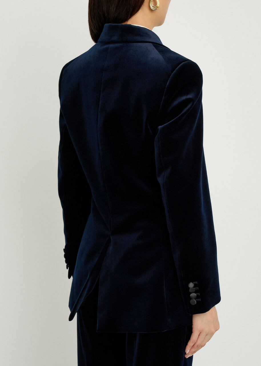 Victoria Beckham Satin-trim Velvet Blazer Navy