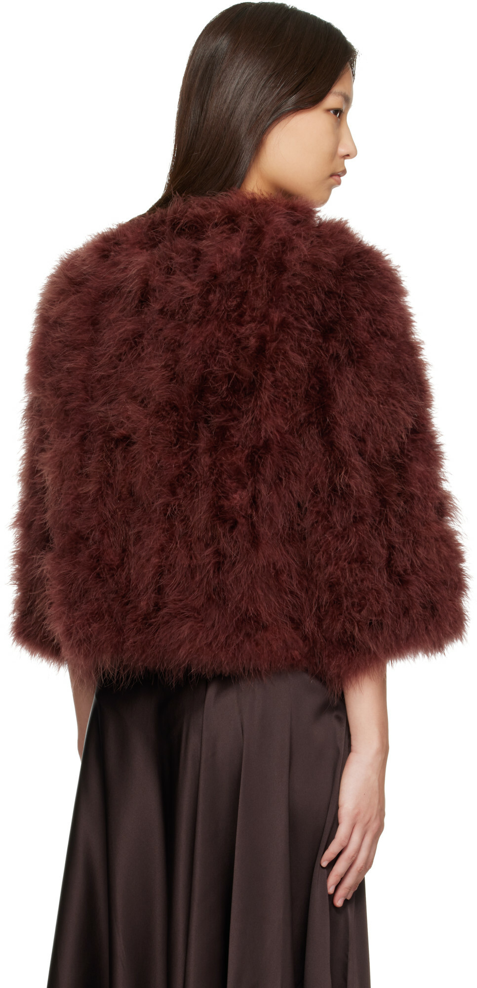 Yves Salomon Brown Feather Jacket
