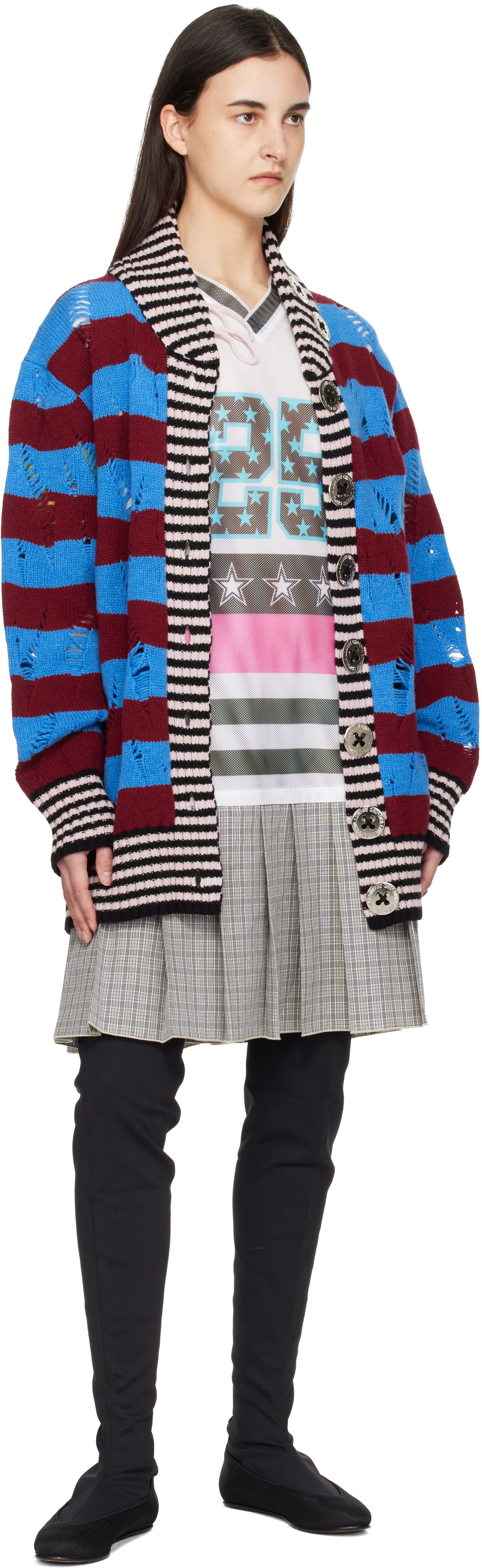 Chopova Lowena Multicolor Letterman Blue Cardigan