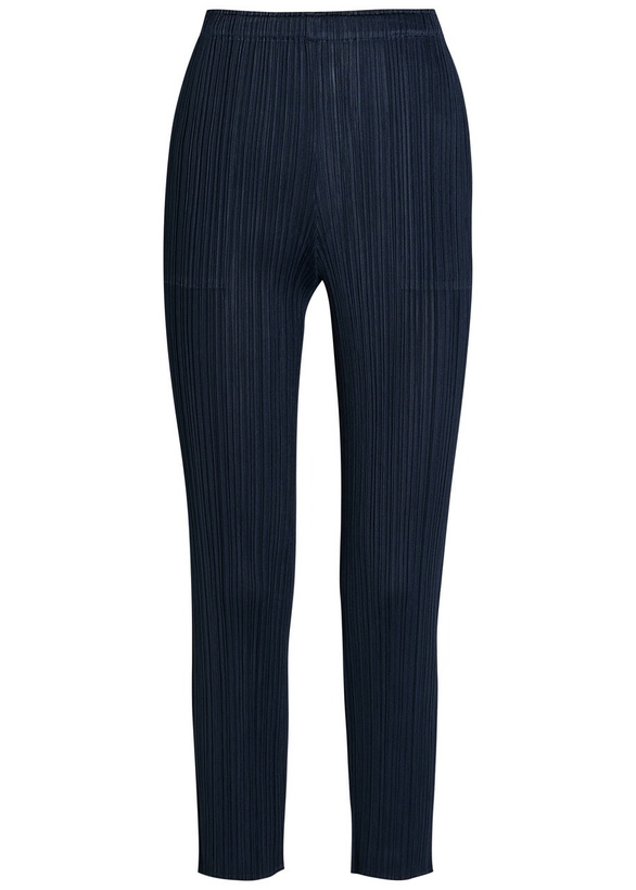 Photo: Pleats Please Issey Miyake Pleated Tapered-leg Woven Trousers Navy