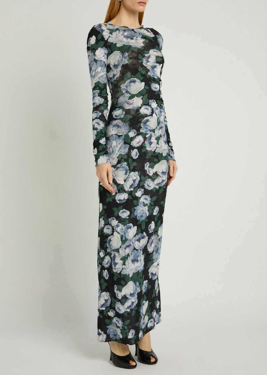 Stella Mccartney Bunch of Roses Floral-print Mesh Maxi Dress Multicoloured 1