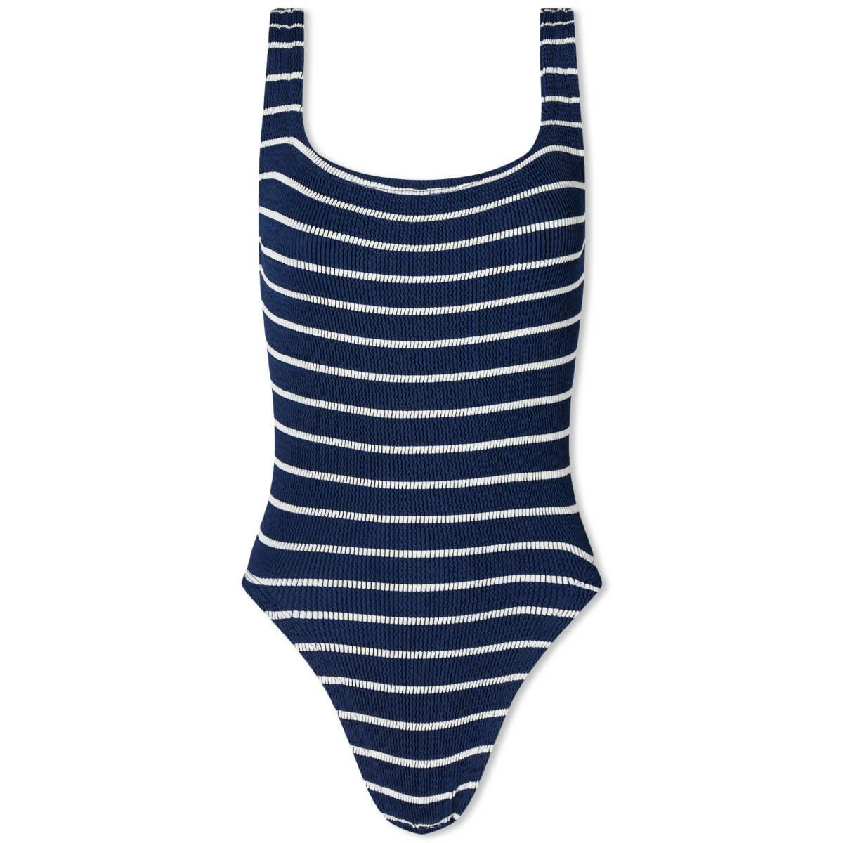 Hunza G Women's Square Neck Swimsuit In Navy White Hunza G