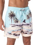 MC2 Saint Barth Man Mid-length Gustavia Swim-shorts With Car And Shark Placed Print | Ai Co-created Design By Rickdick - Powered By Red