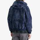 Palm Angels Men's Curved Logo Indigo Bomber Jacket in Indigo Blue
