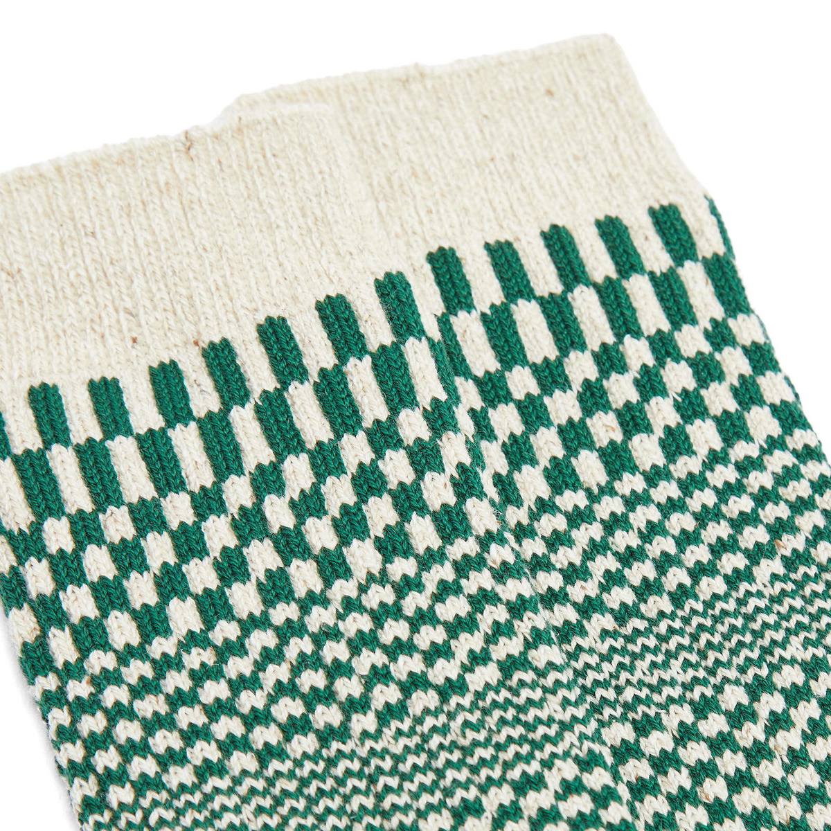 RoToTo Warped Checker Crew Sock in Green