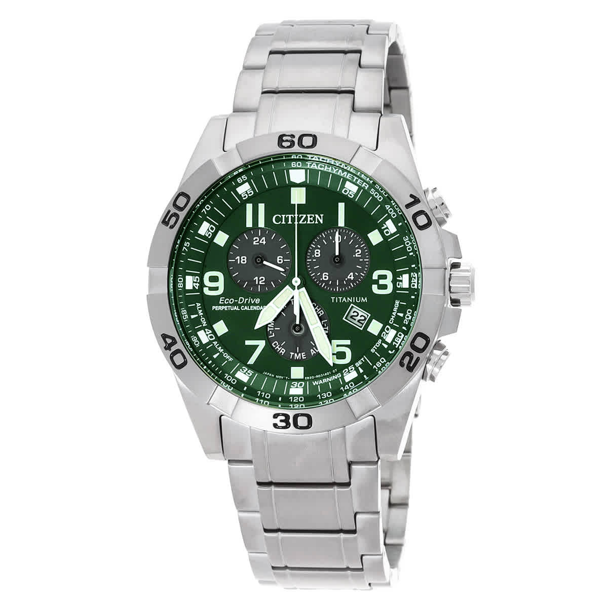Citizen Brycen Chronograph Eco-Drive Green Dial Mens Watch BL5550-50X
