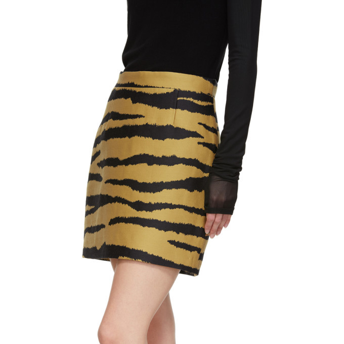 Proenza Schouler Tan and Black Tiger Jacquard Miniskirt Proenza