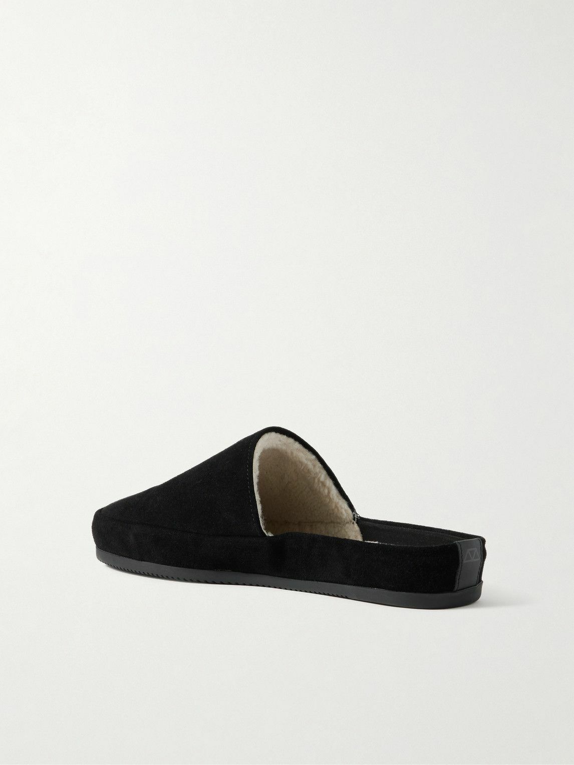 Mulo - Shearling-Lined Suede Slippers - Black