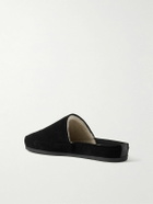 Mulo - Shearling-Lined Suede Slippers - Black