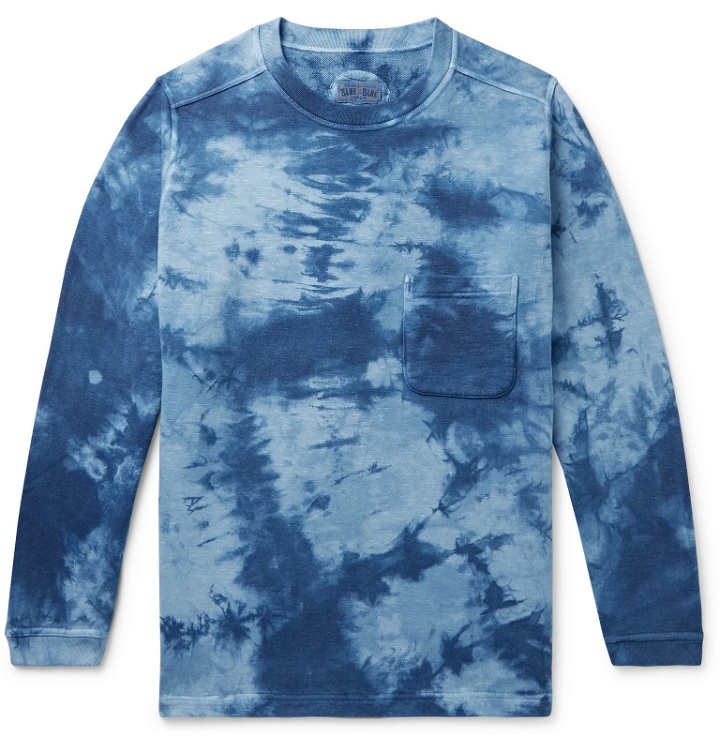 Photo: Blue Blue Japan - Indigo Tie-Dyed Loopback Cotton-Jersey Sweatshirt - Blue