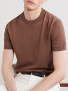 Brioni - Knitted Cotton T-Shirt - Brown