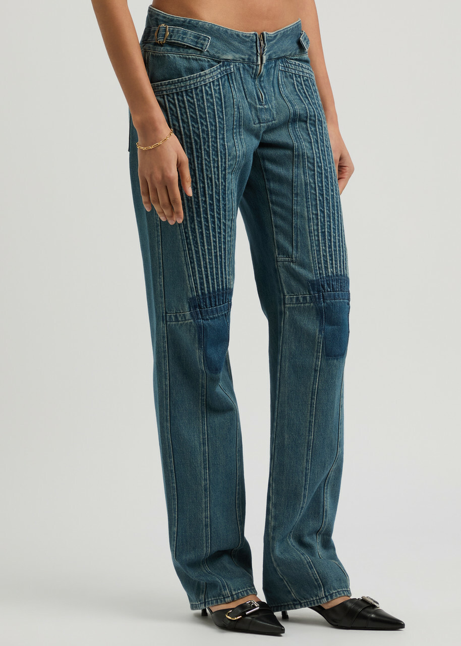Knwls Panelled Straight-leg Jeans Navy
