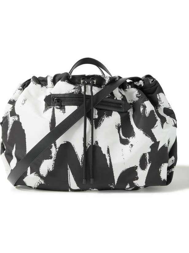Photo: Alexander McQueen - Leather-Trimmed Logo-Print Satin Tote Bag