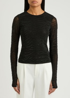 Alice + Olivia Delaina Embellished Tulle top Black