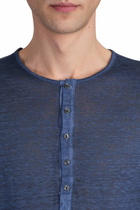 120% Lino T-shirt In Blue Linen