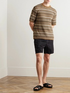 Mr P. - Striped Crochet-Knit Cotton T-Shirt - Brown