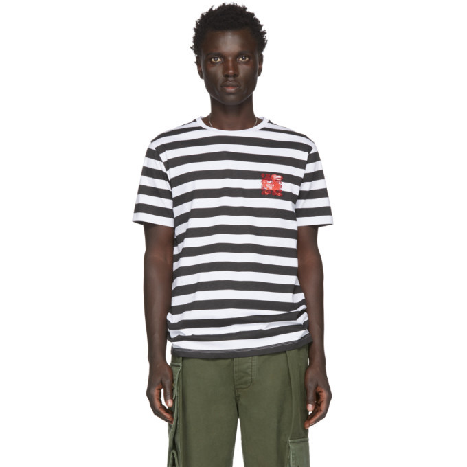 Loewe White and Black William De Morgan Stripe T-Shirt Loewe