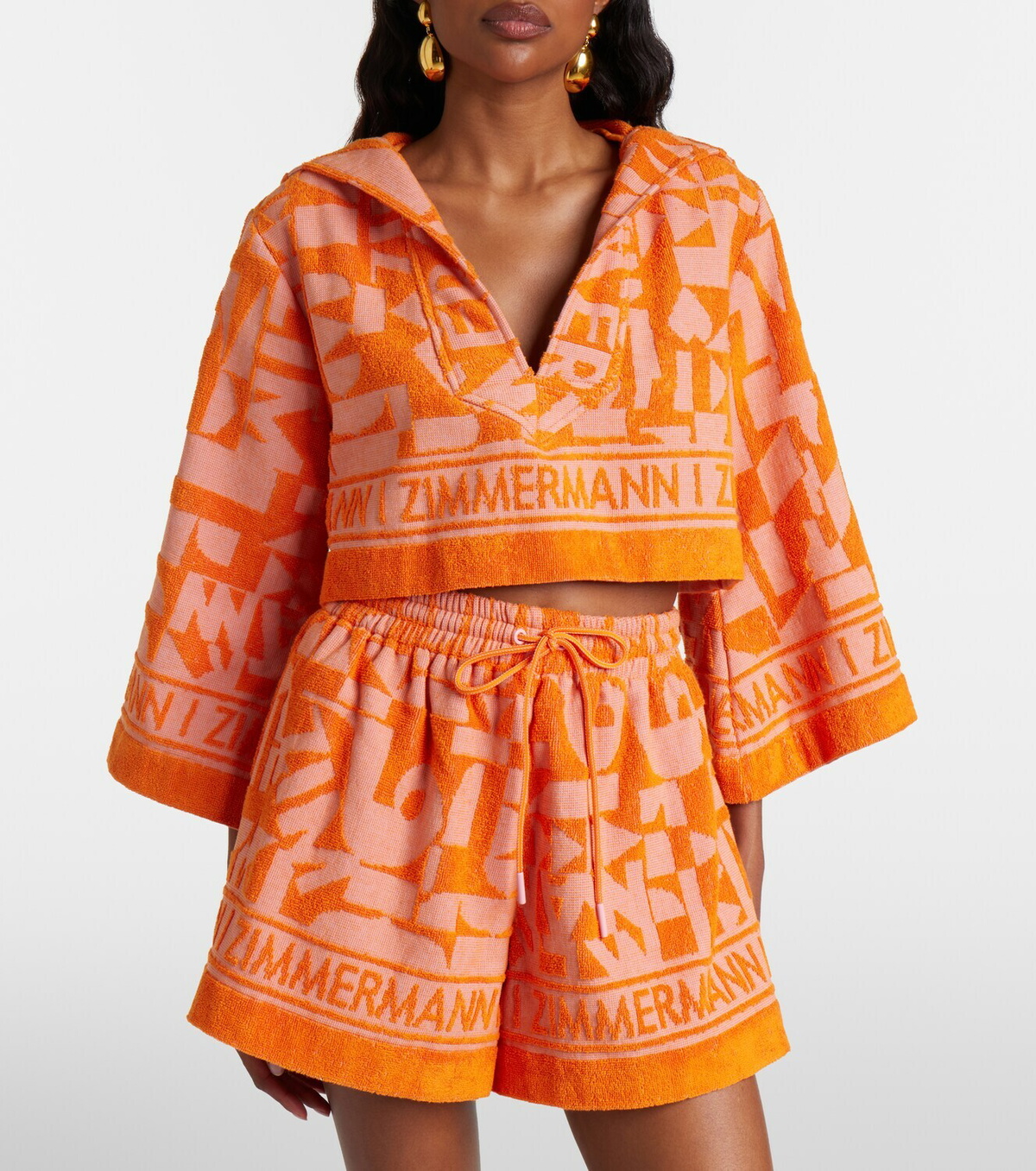Zimmermann Solstice Towelling cotton terry crop top