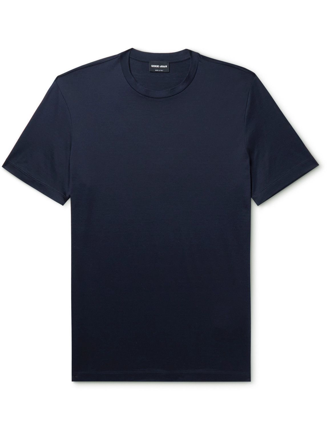 Giorgio Armani Silk and Cotton Blend Jersey T Shirt Blue