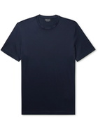 Giorgio Armani - Silk and Cotton-Blend-Jersey T-Shirt - Blue