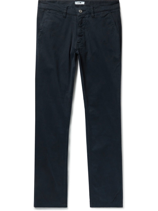 Photo: NN07 - Marco Slim-Fit Tapered Stretch-Cotton Twill Trousers - Blue