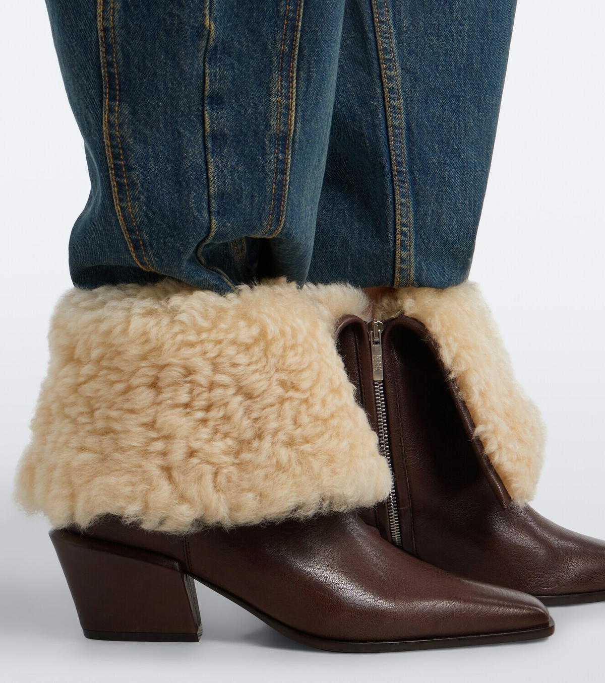 Paris Texas Bettina leather and shearling ankle boots