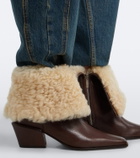 Paris Texas Bettina leather and shearling ankle boots