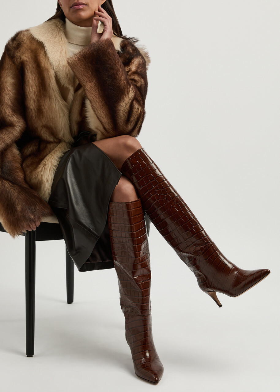 Paris Texas Gaia 60 Crocodile-effect Leather Knee-high Boots