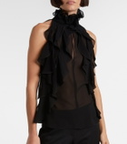 McQueen Ruffled silk top