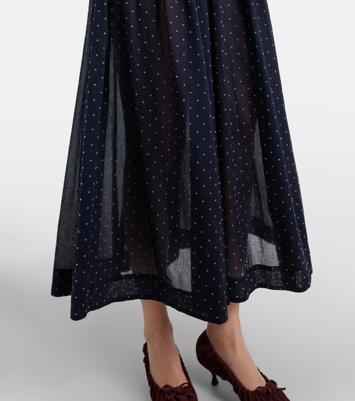 Dôen Ischia gathered polka-dot cotton midi dress