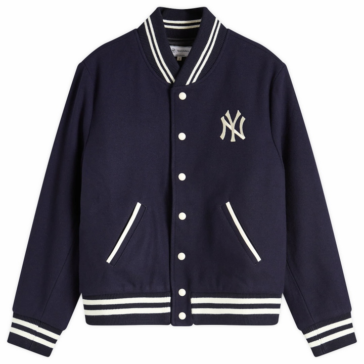 Photo: Sporty & Rich Women's Yankees Serif Varsity Jacket in Navy